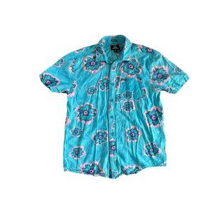 Volcom Shirt Mens Sz M Turquoise & Pink Aztec Classic Fit Button Up Casual Top